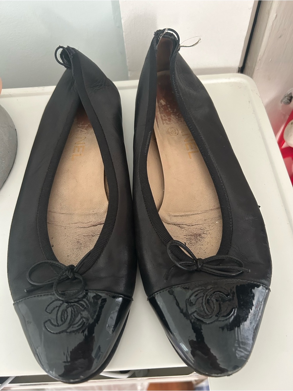 Chanel ballet flat 8.5 black